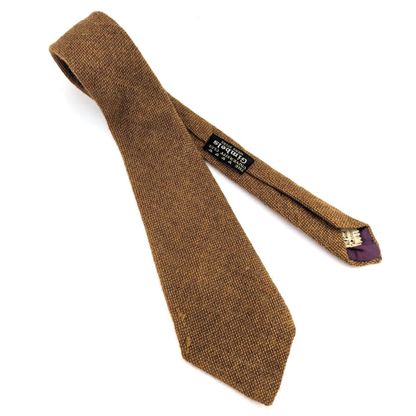 1960s Vintage All Wool Knit Tie Men's Brown Woven 100% Wool Necktie by London 400 for GIMBEL'S Men's Store The University Club
