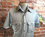 1960s-70s Vintage Men's Work Shirt Gray Short Sleeve Auto Mechanics Shirt - Size MEDIUM