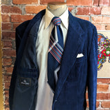 1970s-80s Navy Blue Corduroy Blazer Vintage Men's Blue 100% Cotton Corduroy Suit Jacket / Sport Coat from The Men's Store - Size 46 (XL)