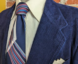 1970s-80s Navy Blue Corduroy Blazer Vintage Men's Blue 100% Cotton Corduroy Suit Jacket / Sport Coat from The Men's Store - Size 46 (XL)