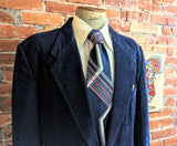 1970s-80s Navy Blue Corduroy Blazer Vintage Men's Blue 100% Cotton Corduroy Suit Jacket / Sport Coat from The Men's Store - Size 46 (XL)