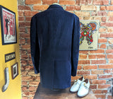 1970s-80s Navy Blue Corduroy Blazer Vintage Men's Blue 100% Cotton Corduroy Suit Jacket / Sport Coat from The Men's Store - Size 46 (XL)