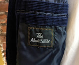 1970s-80s Navy Blue Corduroy Blazer Vintage Men's Blue 100% Cotton Corduroy Suit Jacket / Sport Coat from The Men's Store - Size 46 (XL)