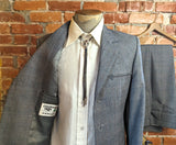 1970s 2 piece Western Wedding Suit Jacket & Pants Men's Vintage UNWORN Gray Plaid 5 Button Suit Colorado High by Farah - Size 40 L (MEDIUM)