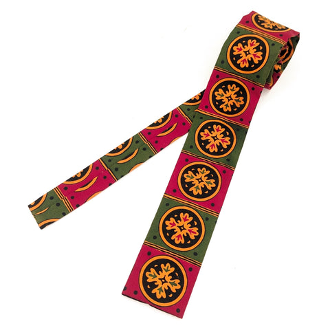 1950s ROOSTER Necktie Vintage Square Bottom Men's All Cotton Necktie with Hand Printed Designs for ROOSTER by Sun Fabrics