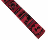 1950s ROOSTER Antique Car Necktie Vintage Square Bottom Men's All Cotton Skinny Necktie with Hand Printed Car Designs by Sun Fabrics