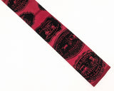 1950s ROOSTER Antique Carriage Necktie Vintage Square Bottom Men's All Cotton Skinny Necktie with Hand Printed Car Designs by Sun Fabrics