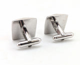 1960s Modernist Cufflinks Set Huge Mad Men Era Silver Tone Metal Cufflinks with Large Faceted Blue-Gray Rivoli Glass Stones by Shields