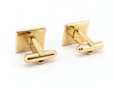 1960s Modernist Cufflinks Set Mad Men Era Gold Tone Metal Cufflinks with Black and Gold Carved Glass Faces by Sarah Coventry