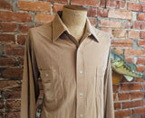 1970s Men's Ultrasuede Disco Era Shirt Vintage Light Brown Long Sleeve Shirt by SEARS Sportswear - Size XL