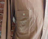 1970s Men's Ultrasuede Disco Era Shirt Vintage Light Brown Long Sleeve Shirt by SEARS Sportswear - Size XL