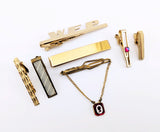 Lot of 7 1940s-1970s Tie Bars Men's Vintage Gold Tone Metal Tie Clasp / Tie Clip / Tie Bar Collection Swank, Hickok, Anson, Etc.