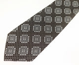 1970s Wide Disco Era Tie Men's Vintage Brown Polyester Necktie with woven Silver abstract geometric designs Wemlon by Wembley
