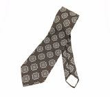 1970s Wide Disco Era Tie Men's Vintage Brown Polyester Necktie with woven Silver abstract geometric designs Wemlon by Wembley