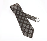 1970s Wide Disco Era Tie Men's Vintage Brown Polyester Necktie with woven Silver abstract geometric designs Wemlon by Wembley