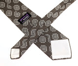 1970s Wide Disco Era Tie Men's Vintage Brown Polyester Necktie with woven Silver abstract geometric designs Wemlon by Wembley
