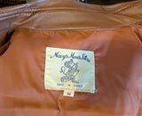 1970s Men's Vegan Leather Coat Disco Era Nutmeg Brown Vintage Vinyl or Pleather Car Coat from Macy's Men's Store - Size MEDIUM