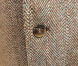 1970s-80s Wool Tweed Herringbone Blazer Vintage Men's Brown & Beige Wool Suit Jacket / Sport Coat from The Men's Store - Size 46 (XL)