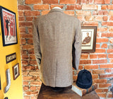 1970s-80s Wool Tweed Herringbone Blazer Vintage Men's Brown & Beige Wool Suit Jacket / Sport Coat from The Men's Store - Size 46 (XL)