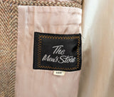 1970s-80s Wool Tweed Herringbone Blazer Vintage Men's Brown & Beige Wool Suit Jacket / Sport Coat from The Men's Store - Size 46 (XL)