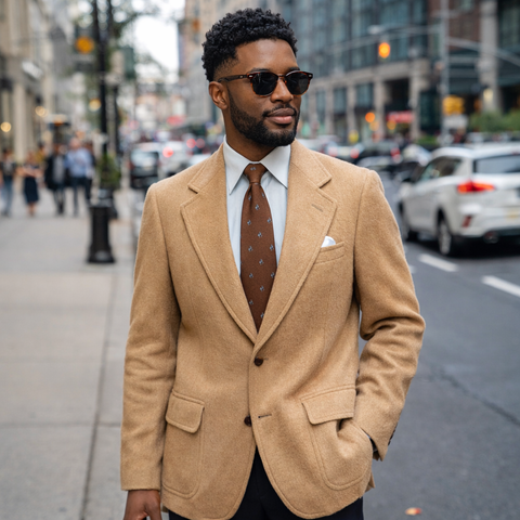 1970s Bill Blass 100% Camel Hair Men's Suit Jacket Vintage Light Brown / Beige Blazer / Sport Coat by Bill Blass - Size 40 (MEDIUM)