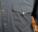 1980s Vintage Flying R Ranchwear Gray Western Shirt Men's Cowboy Style Short Sleeve Pearl Snap Shirt by Ruddock Mfg. Co. - Size XL Tall