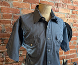 1980s Vintage Flying R Ranchwear Gray Western Shirt Men's Cowboy Style Short Sleeve Pearl Snap Shirt by Ruddock Mfg. Co. - Size XL Tall