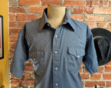 1980s Vintage Flying R Ranchwear Gray Western Shirt Men's Cowboy Style Short Sleeve Pearl Snap Shirt by Ruddock Mfg. Co. - Size XL Tall