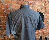 1980s Vintage Flying R Ranchwear Gray Western Shirt Men's Cowboy Style Short Sleeve Pearl Snap Shirt by Ruddock Mfg. Co. - Size XL Tall