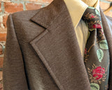 1970s 2 Piece Brown Suit Vintage Men's Polyester Jacket / Sport Coat / Blazer & Pants / Trousers by Montgomery Ward -Size 40 (MEDIUM)