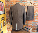 1970s 2 Piece Brown Suit Vintage Men's Polyester Jacket / Sport Coat / Blazer & Pants / Trousers by Montgomery Ward -Size 40 (MEDIUM)