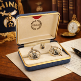 1960s Shriner Cufflinks & Tie Pin Set Gold Tone Metal Men's Vintage Masonry, Masonic Cufflink Set in original presentation box by HICKOK