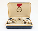 1960s Shriner Cufflinks & Tie Pin Set Gold Tone Metal Men's Vintage Masonry, Masonic Cufflink Set in original presentation box by HICKOK