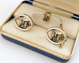 1960s Shriner Cufflinks & Tie Pin Set Gold Tone Metal Men's Vintage Masonry, Masonic Cufflink Set in original presentation box by HICKOK