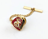 1950s-60s Shriner Tie Tack Gold Tone Metal & Cloisonne Enamel Men's Vintage Tie Pin with Large Fez Hat Masonry, Masonic.