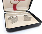 1950s Silver Star Cufflinks Men's Vintage Mad Men Era Mid Century Silver Tone Cufflink set with Star designs in box by Edgewood