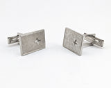 1950s Silver Star Cufflinks Men's Vintage Mad Men Era Mid Century Silver Tone Cufflink set with Star designs in box by Edgewood