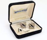 1960s-70s Vintage Men's Cufflinks & Tie Pin / Tie Tack Set Mid Century Mod Silver Tone Cufflink and Tie Tack Set In Original Box by SEARS