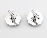 1960s SWANK Delft Ceramic Tile Cufflinks Silver Tone Men's Vintage Cufflink Set from Holland Arts of the World Series in velvet box by SWANK