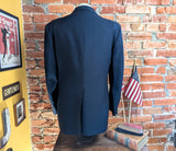 1976 U.S. Bicentennial Suit Jacket Men's Vintage Disco Era Navy Blue Polyester Sport Coat / Blazer by JCPenney - Size 44 Long (LARGE)