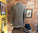 1970s Vintage 100% Pure Wool Tweed Suit Jacket Men's Gray, Brown & Blue Sport Coat with leather elbow patches by Gentry - Size 40R (MEDIUM)