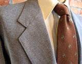 1970s LEVI'S Sportswear Suit Jacket Vintage Men's Disco Era Gray / Brown Plaid Polyester Sport Coat / Blazer Levi Strauss - Size 44R (LARGE)