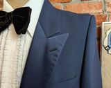 1970s Navy Blue Tuxedo Jacket Men's Vintage Formal Blue Tux Jacket with Satin Lapels by After Six - Size 40R (MEDIUM)