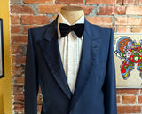 1970s Navy Blue Tuxedo Jacket Men's Vintage Formal Blue Tux Jacket with Satin Lapels by After Six - Size 40R (MEDIUM)