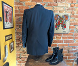 1970s Navy Blue Tuxedo Jacket Men's Vintage Formal Blue Tux Jacket with Satin Lapels by After Six - Size 40R (MEDIUM)