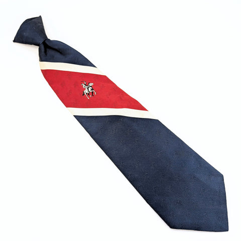 1976 U.S. Bicentennial Tie Men's Vintage Disco Era Wide Polyester Clip-on Necktie Red, White & Blue with Native American Indian by JCPenney
