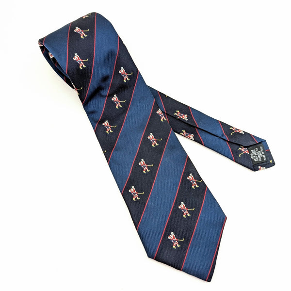1970s IIHF Hockey Player Tie Men's Vintage 100% Silk Seide International Ice Hockey Federation Necktie Made in Italy by Mantero Como