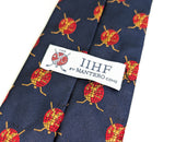 1970s IIHF Hockey Tie Vintage 100% Silk Seide International Ice Hockey Federation Necktie Hockey Sticks & Globe Made in Italy Mantero Como