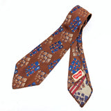 1920s-30s Art Deco Men's Tie Gatsby Era Copper Color Necktie with Blue, Red & Silver Abstract Geometric Woven Designs by Wembley