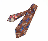 1920s-30s Art Deco Men's Tie Gatsby Era Copper Color Necktie with Blue, Red & Silver Abstract Geometric Woven Designs by Wembley